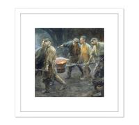 Artery8 Josselin De Jong Interior Iron Foundry Painting 8X8 Inch Square Wooden Framed Wall Art Print Picture with Mount in White Artery8 White