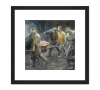Artery8 Josselin De Jong Interior Iron Foundry Painting 8X8 Inch Square Wooden Framed Wall Art Print Picture with Mount in Black Artery8 Black