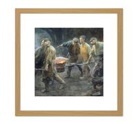 Artery8 Josselin De Jong Interior Iron Foundry Painting 8X8 Inch Square Wooden Framed Wall Art Print Picture with Mount in Light Oak Artery8 Light Oak