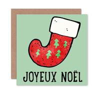 Artery8 Joyeux Noel Holiday Stocking Christmas Card Artery8 Multicolor