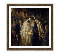Artery8 Jozef Israels Jewish Wedding Celebration Painting Square Wooden Framed Wall Art Print Picture 16X16 Inch
