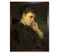 Artery8 Jozef Israels Melancholy Woman Painting Art Print Framed Poster Wall Decor 12x16 inch
