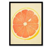 Artery8 Juicy Sliced Orange Bright Fruit Citrus Minimalist Kitchen Artwork Framed Wall Art Print 18X24 Inch