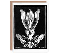 Artery8 Julie de Graag Art Card April Flower Vintage Black and White