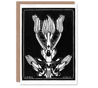 Artery8 Julie de Graag Art Card April Flower Vintage Black and White