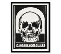 Artery8 Julie de Graag Framed Wall Art Memento Mori Skull Black & White | Size: A4 Artery8 Black A4