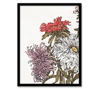 Artery8 Julie De Graag Framed Wall Art Print Chrysanthemums Flower Painting - A3 Size