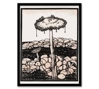 Artery8 Julie de Graag Framed Wall Art Print Dripping Mushroom Painting in Beige | Size: A4 Artery8 Beige A4