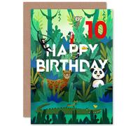 Artery8 Jungle Animals 10th Birthday Greetings Card in Green Artery8 Green