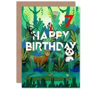Artery8 Jungle Animals 7th Birthday Greetings Card in Green Artery8 Green