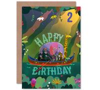 Artery8 Jungle Boat 2nd Birthday Greetings Card in Green Artery8 Green