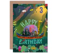 Artery8 Jungle Boat 3rd Birthday Greetings Card in Green Artery8 Green