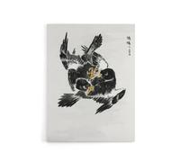 Artery8 Jungle Nightjar Bird Fight Japanese Canvas Wall Art Print Kashu | Size: W18" x H24" Artery8 Multicolor W18" x H24"