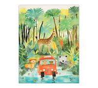 Jungle Safari Adventure Animals Kids Bedroom Nursery Giraffe Lion Watercolour Artwork Extra Large XL Unframed Wall Art Poster Print Artery8 Multi W24 inch x H32 inch