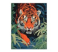 Artery8 Jungle Tiger Prowling Stalking Pouncing Animal Nature Artwork Painting Large Wall Art Poster Print Thick Paper 18X24 Inch