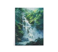 Artery8 Jungle Waterfall Amazon Rainforest Canvas Wall Art Print in Green | Size: W24" x H32" Artery8 Green W24" x H32"