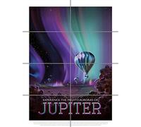 Artery8 Jupiter Mighty Auroras NASA Space Tours Travel XL Giant Panel Poster (8 Sections)