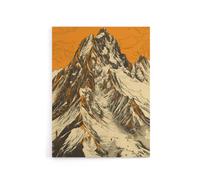 Artery8 K2 Mountain Peak Summit Climbers Canvas Wall Art Print in Orange | Size: W18" x H24" Artery8 Orange W18" x H24"