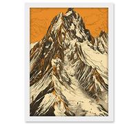 Artery8 K2 Mountain Peak Summit Climbers White and Orange Artwork Framed A3 Wall Art Print