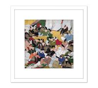 Artery8 Kagei 36 Thirty Six Immortal Japan Poets 8X8 Inch Square Wooden Framed Wall Art Print Picture with Mount in White Artery8 White