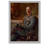 Artery8 Kaiser Wilhelm II German Emperor A4 Artwork Framed Wall Art Print in Light Grey Artery8 Light Grey