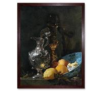 Artery8 Kalf Still Life Silver Jug Porcelain Bowl Painting Art Print Framed Poster Wall Decor 12x16 inch