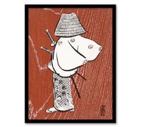 Artery8 Kamisaka Sekka Framed Wall Art Print Samurai 1920 Vintage Japan in Brown | Size: A4 Artery8 Brown A4