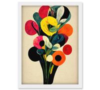 Artery8 Kandinsky Inspired Abstract Multicolour Flower Bouquet Artwork Framed Wall Art Print A4 in White Artery8 White