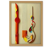 Artery8 Kandinsky Inspired Abstract Musical Symbol Clefs Music Yellow Turquoise Orange Artwork Framed Wall Art Print A4 in Light Oak Artery8 Light Oak