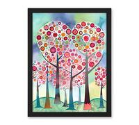 Artery8 Kandinsky Inspired Trees Blooming In Spring Folk Art Watercolour Painting Artwork Framed Wall Art Print 18X24 Inch