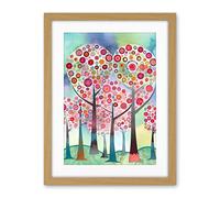 Artery8 Kandinsky Inspired Trees Blooming In Spring Folk Art Watercolour Painting Artwork Framed Wall Art Print 18X24 Inch