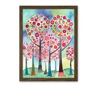 Artery8 Kandinsky Inspired Trees Blooming In Spring Folk Art Watercolour Painting Artwork Framed Wall Art Print 18X24 Inch