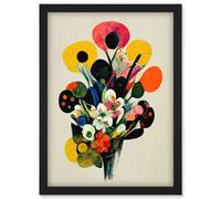 Artery8 Kandinsky Inspired Watercolour Flower Bouquet In Vase Wall Art Print - A4 Size