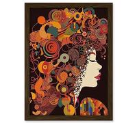 Artery8 Kandinsky Inspired Woman Portrait Modern Folk Art Artwork Framed A3 Wall Art Print