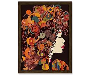 Artery8 Kandinsky Inspired Woman Portrait Modern Folk Art Artwork Framed A3 Wall Art Print