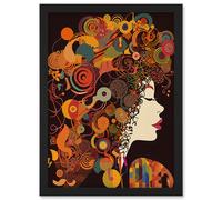 Artery8 Kandinsky Inspired Woman Portrait Modern Folk Art Artwork Framed Wall Art Print A4