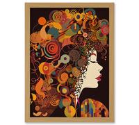 Artery8 Kandinsky Inspired Woman Portrait Modern Folk Art Artwork Framed Wall Art Print A4