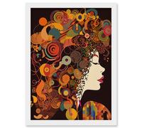 Artery8 Kandinsky Inspired Woman Portrait Modern Folk Art Artwork Framed Wall Art Print A4