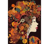 Artery8 Kandinsky Inspired Woman Portrait Modern Folk Art Extra Large XL Wall Art Poster Print