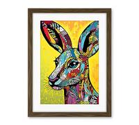 Artery8 Kangaroo Head Traditional Folk Pattern Portrait Vibrant Colourful Patterns Modern Pop Art Artwork Framed Wall Art Print 18X24 Inch