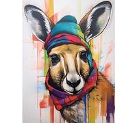 Artery8 Kangaroo Wearing Colourful Winter Hat and Scarf Large Wall Art Poster Print Thick Paper 18X24 Inch