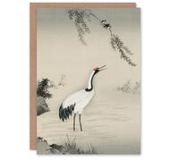 Artery8 Kano Motonobu Art Card Japanese Crane & Swallows in Green Artery8 Green