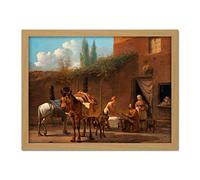 Artery8 Karel Du Jardin Muleteers At An Inn Painting Artwork Framed Wall Art Print 18X24 Inch