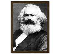 Karl Marx Vintage B&W Photo A4 Artwork Framed Wall Art Print Artery8 Brown One Size