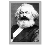 Artery8 Karl Marx Vintage B&W Photo A4 Artwork Framed Wall Art Print in Light Grey Artery8 Light Grey