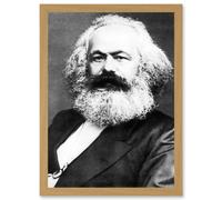Artery8 Karl Marx Vintage B&W Photo A4 Artwork Framed Wall Art Print in Light Oak Artery8 Light Oak