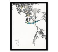 Artery8 Kashu Framed Wall Art Print Great Tit And Japan Cypress Japan - A4 Size