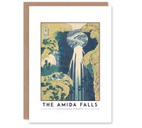 Artery8 Katsushika Hokusai The Amida Falls Greeting Card - Traditional Japanese Nature Art Card