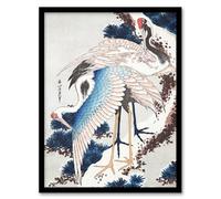 Artery8 Katsushika Hokusai Cranes On A Snowy Tree Framed Wall Art Print Home Décor A4