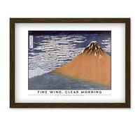 Artery8 Katsushika Hokusai Fine Wind, Clear Morning Mount Fuji Painting Artwork Framed Wall Art Print A4 in Brown Artery8 Brown